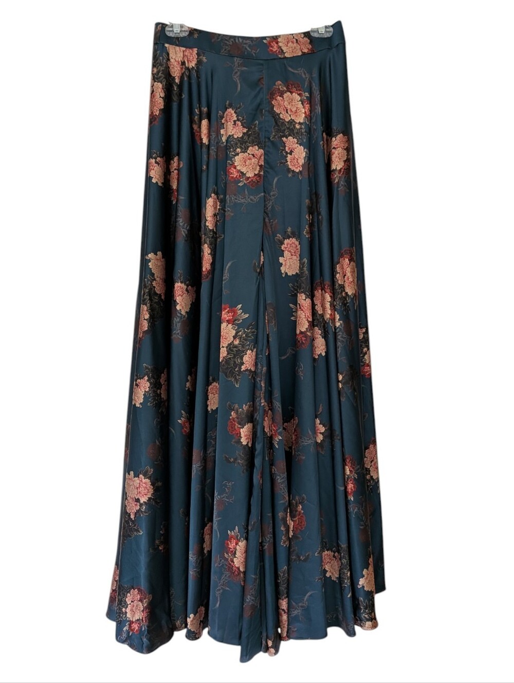 Kalki Fashion Teal Satin Maxi Pants Skirt Fusion Floral Print Size XS / S
